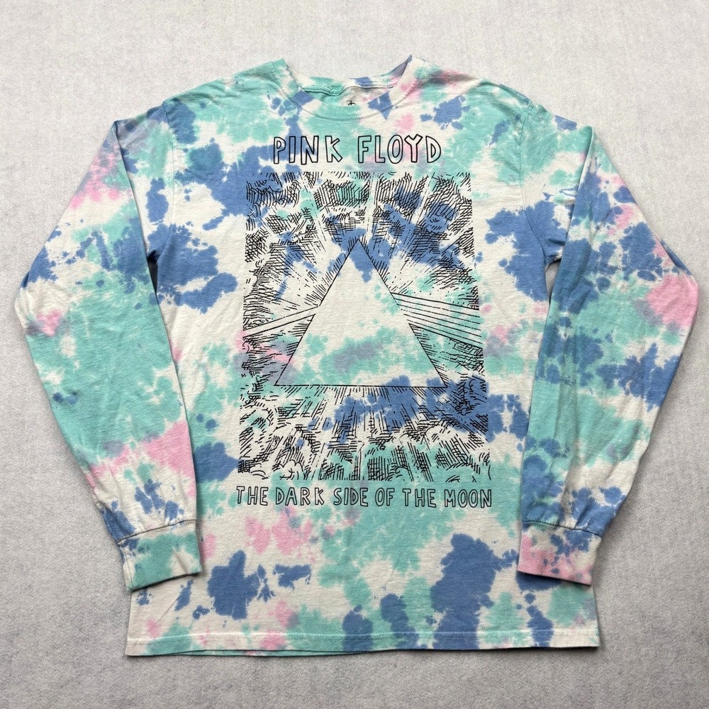 Pink Floyd Shirt Mens M Tie Dye Long Sleeve Dark Side of the Moon Graphic Tee